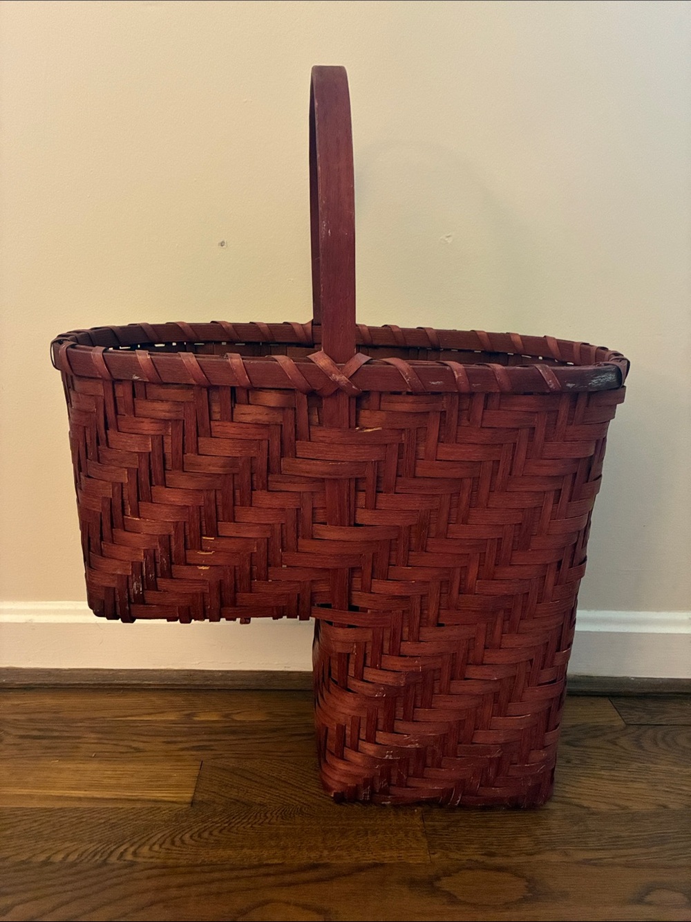 Vintage Hand-Woven Stair Basket- Extra Large -Rich Dark Patina - Artisan Crafted